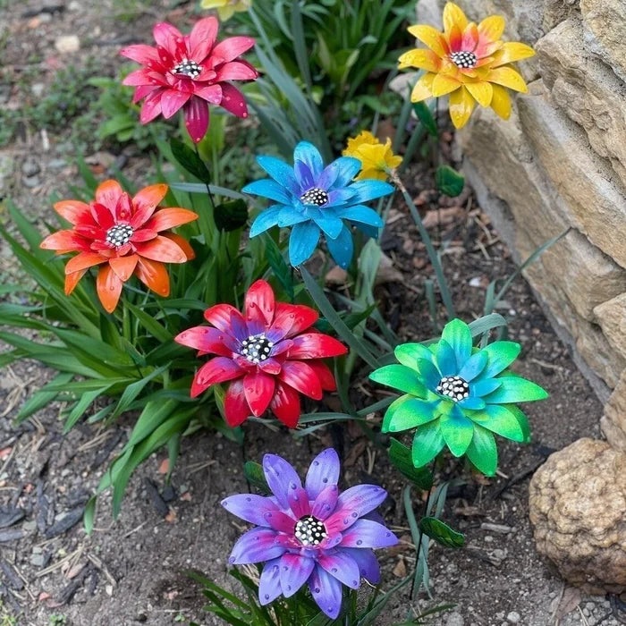 Metal Flowers Garden Stakes